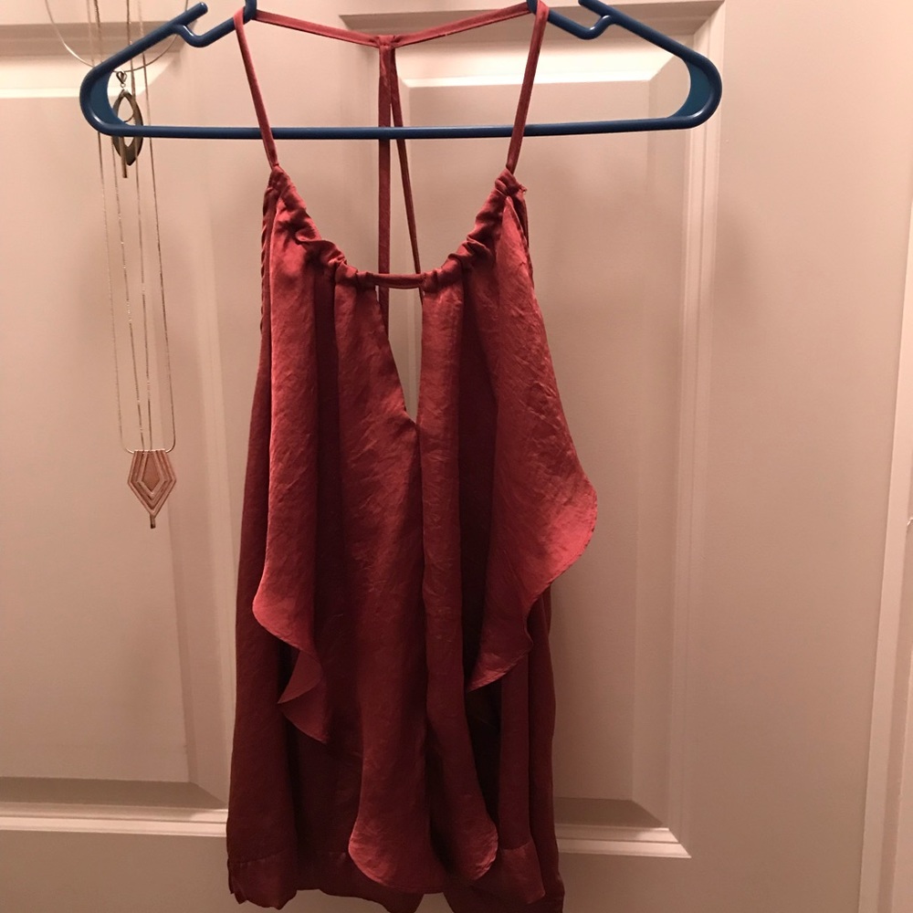 Strappy, wine color, silk top 💕